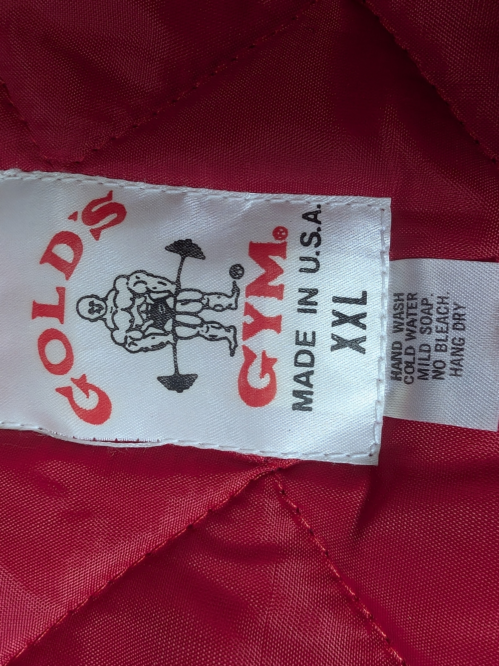 VINTAGE 80s Gold's Gym Satin Bomber Jacket XXL - Red - MINT - Picture 9 of 9